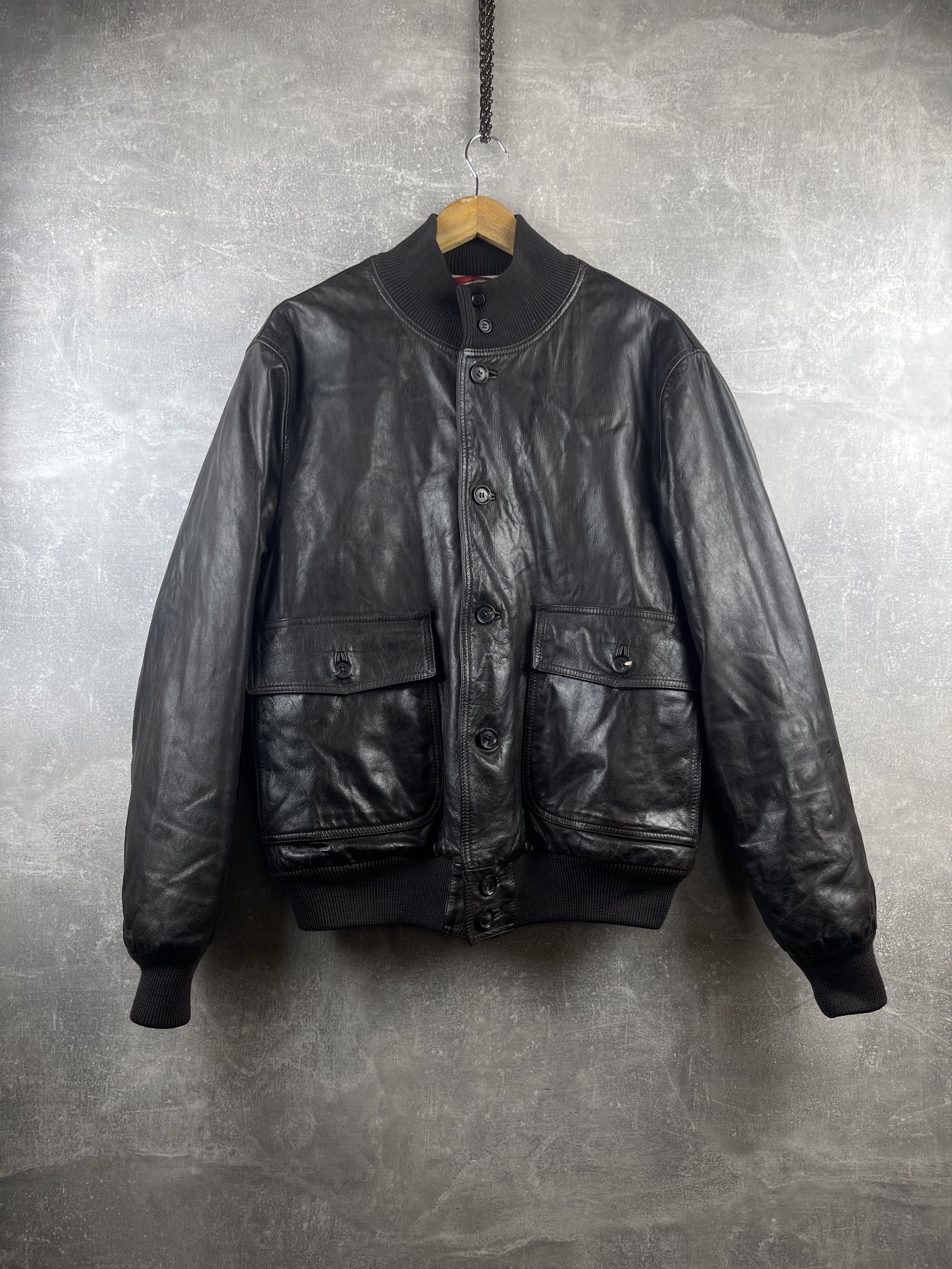 Isaia ISAIA Napoli vintage leather bomber jacket cashmere/viscosa Size US L / EU 52-54 / 3 - 1 Thumbnail
