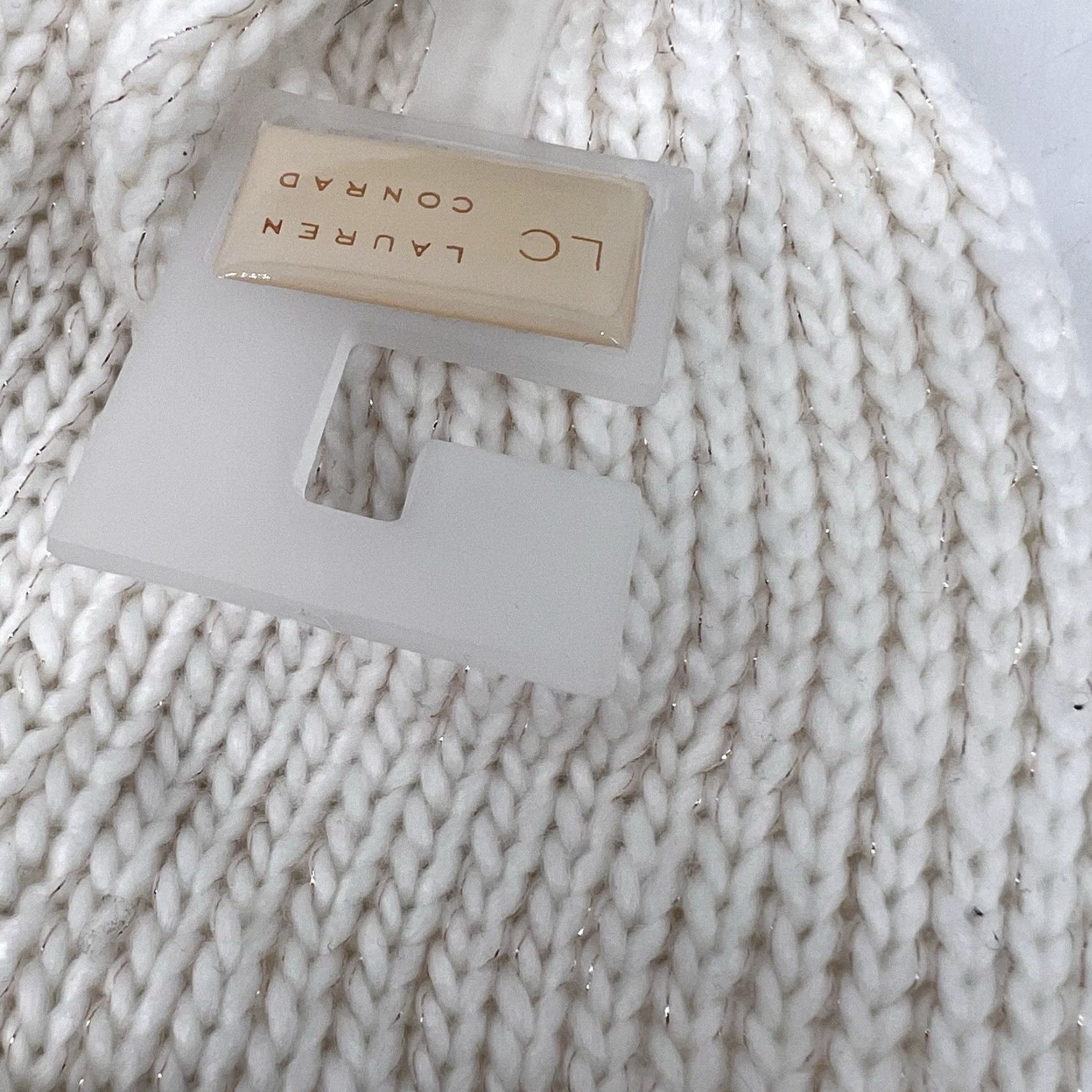 Lauren Conrad Lauren Conrad HaT Beenie Stocking Hat Ivory One Size Fur Trim Knit Accessories Women City Outdoor Ski Winter Size ONE SIZE - 5 Thumbnail