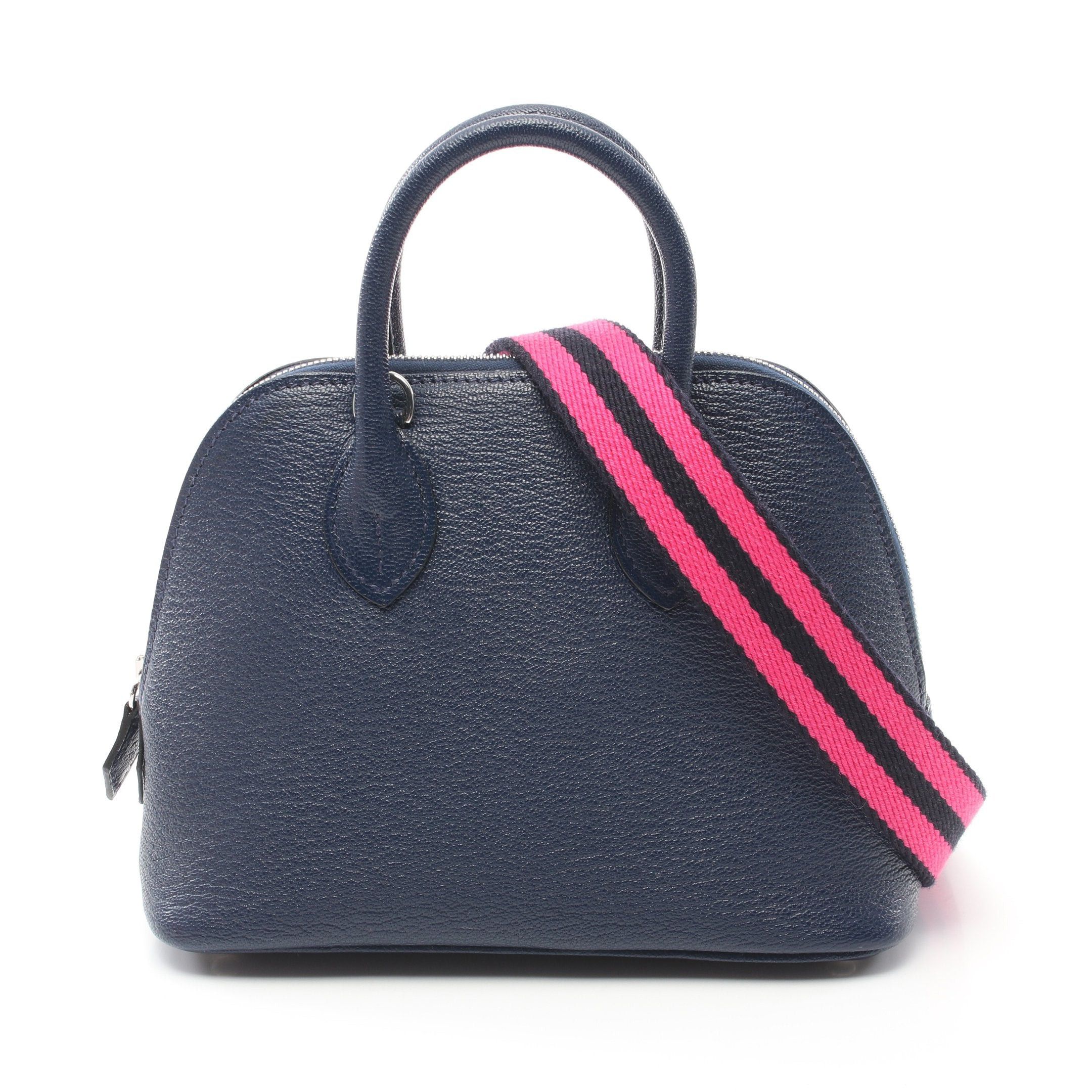 Hermes Hermes Bolide 1923 Mini Blue Navy Handbag Chevre Myzore Goatskin Silver Hardware B Stamp Size ONE SIZE - 1 Thumbnail