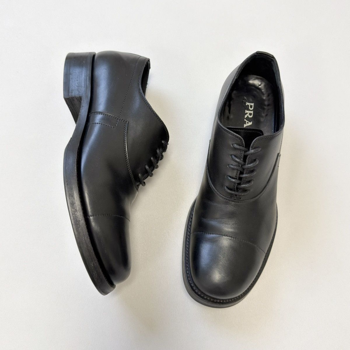 Prada Mid 2000s Black Leather Derby Shoes Size US 8 / EU 41 - 18 Thumbnail