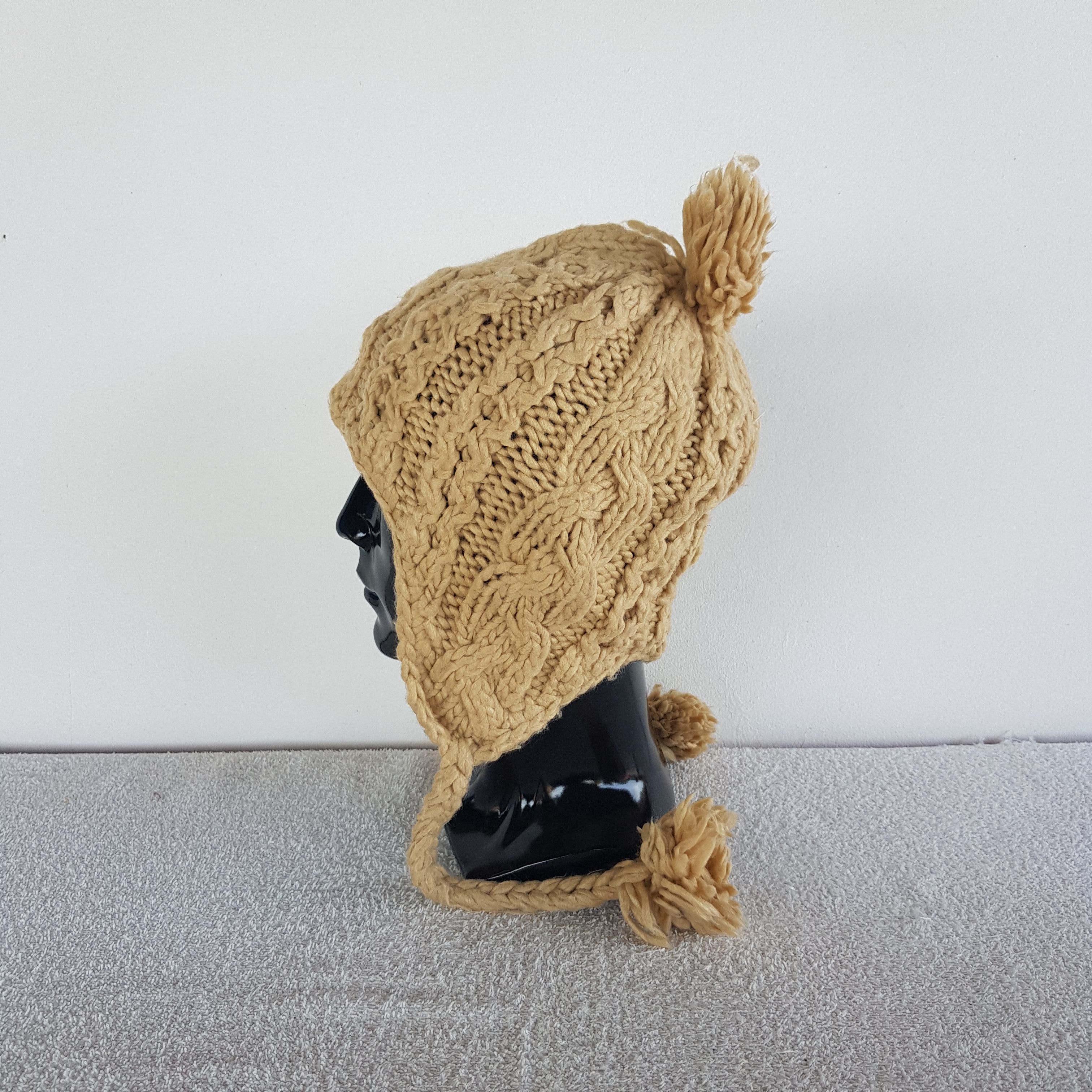 Homespun Knitwear Vintage Japanese Earflap Beanie Ribbed Knit Snow Caps Hats. Size ONE SIZE - 3 Thumbnail