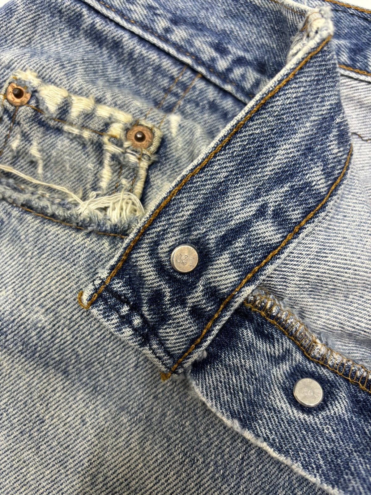 Kapital Vintage Levis 501 USA Distressed Denim Jeans Button 520 Size US 34 / EU 50 - 14 Thumbnail