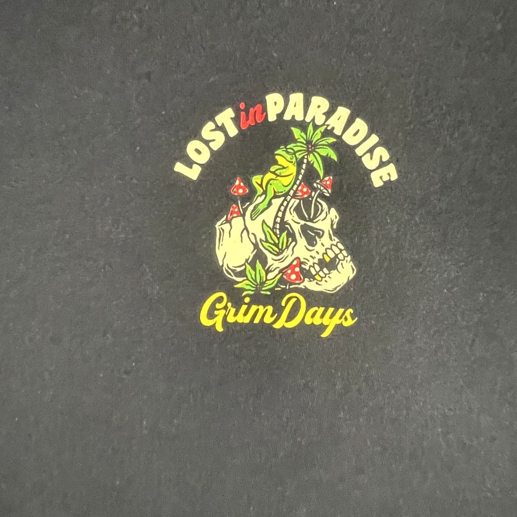 Paradise Grim Days Lost in Paradise Shirt Mens 2XL Black Graphic Skull Palm Tree Tee Size US XXL / EU 58 / 5 - 3 Thumbnail