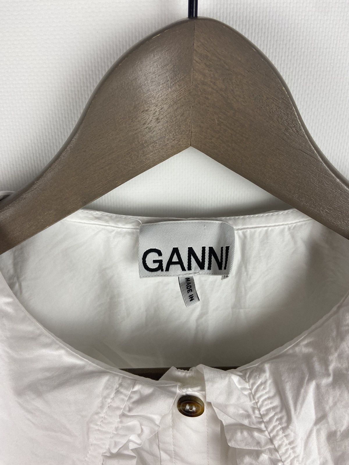 Designer × Ganni RRP$205 GANNI White Cotton Oversized Ruffled Collar Shirt Size XS / US 0-2 / IT 36-38 - 9 Thumbnail