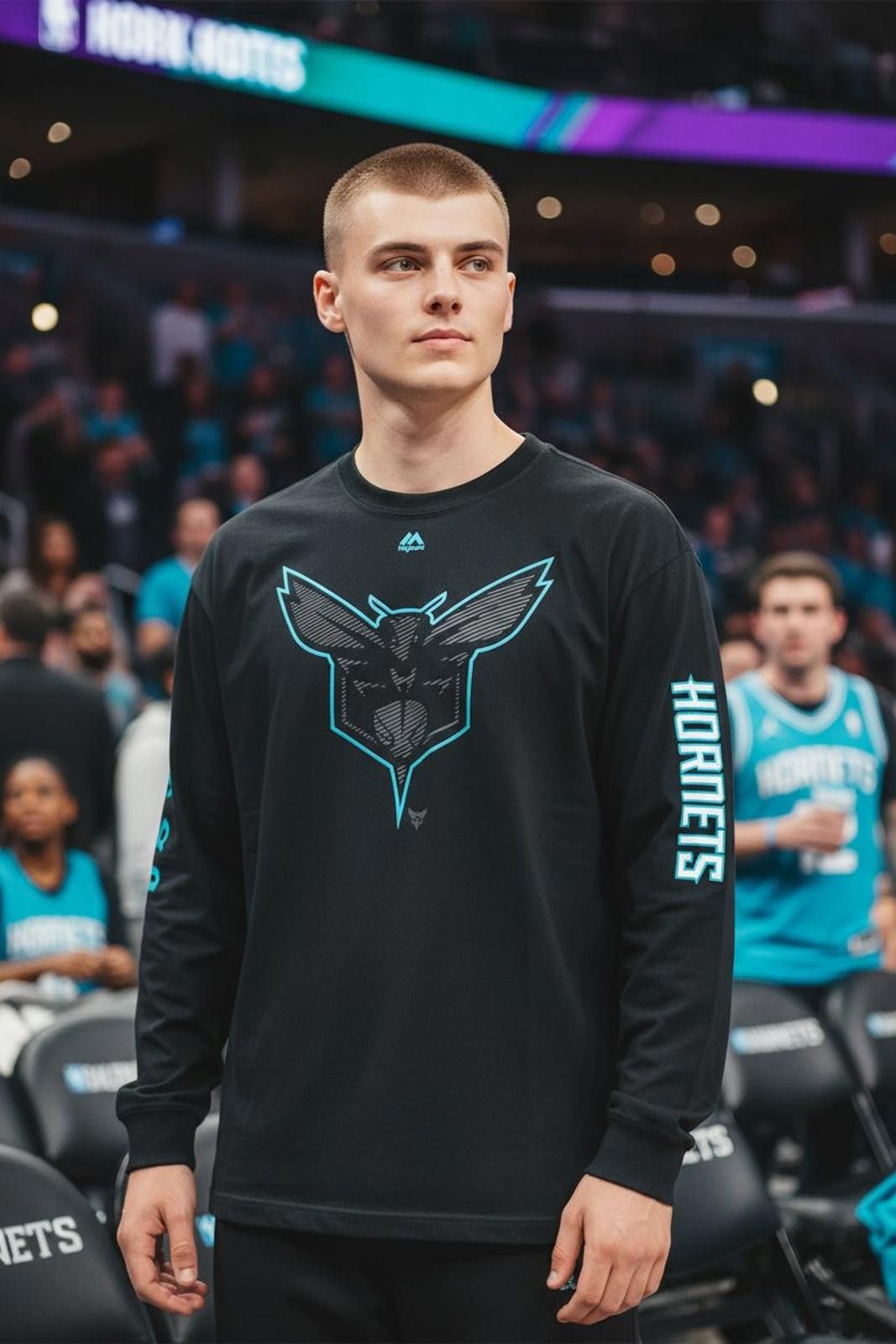 Majestic Majestic Charlotte Hornets Long Sleeve T-Shirt Size US XL / EU 56 / 4 - 2 Thumbnail