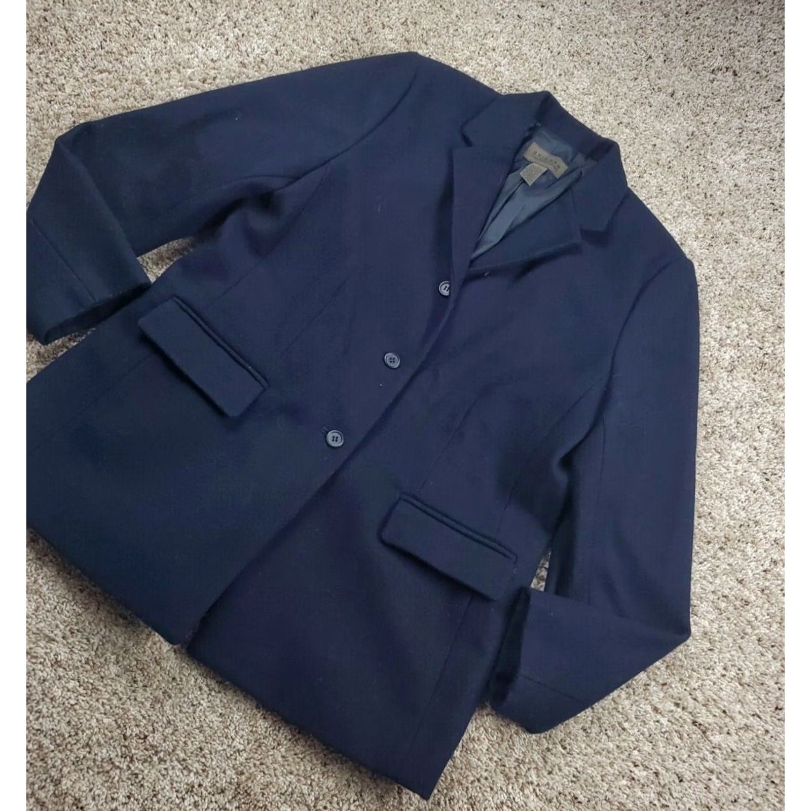 Vintage VINTAGE John Paul Richard Blazer Jacket Womens 10 Blue Wool Blend Pockets Button Classic Formal Business Size L / US 10 / IT 46 - 2 Thumbnail