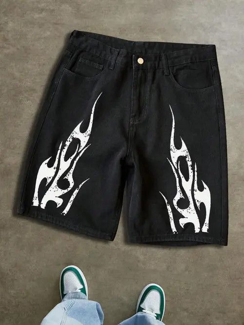 Jean VINTAGE graphic Y2K DRIP denim shorts Size US 34 / EU 50 - 3 Thumbnail