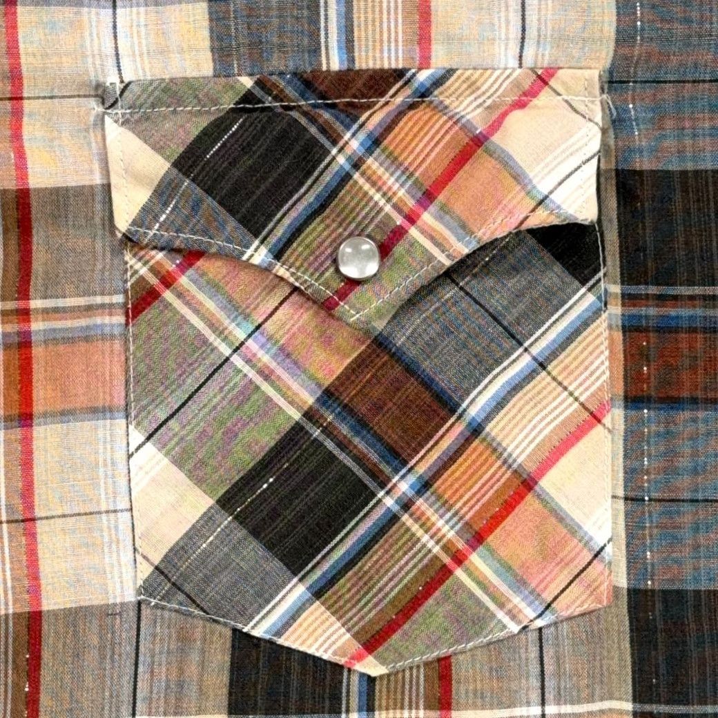 Rails VINTAGE Canyon Trails Western Shirt Adult MEDIUM Brown Plaid Pearl Snap 70s Mens Size US M / EU 48-50 / 2 - 4 Thumbnail