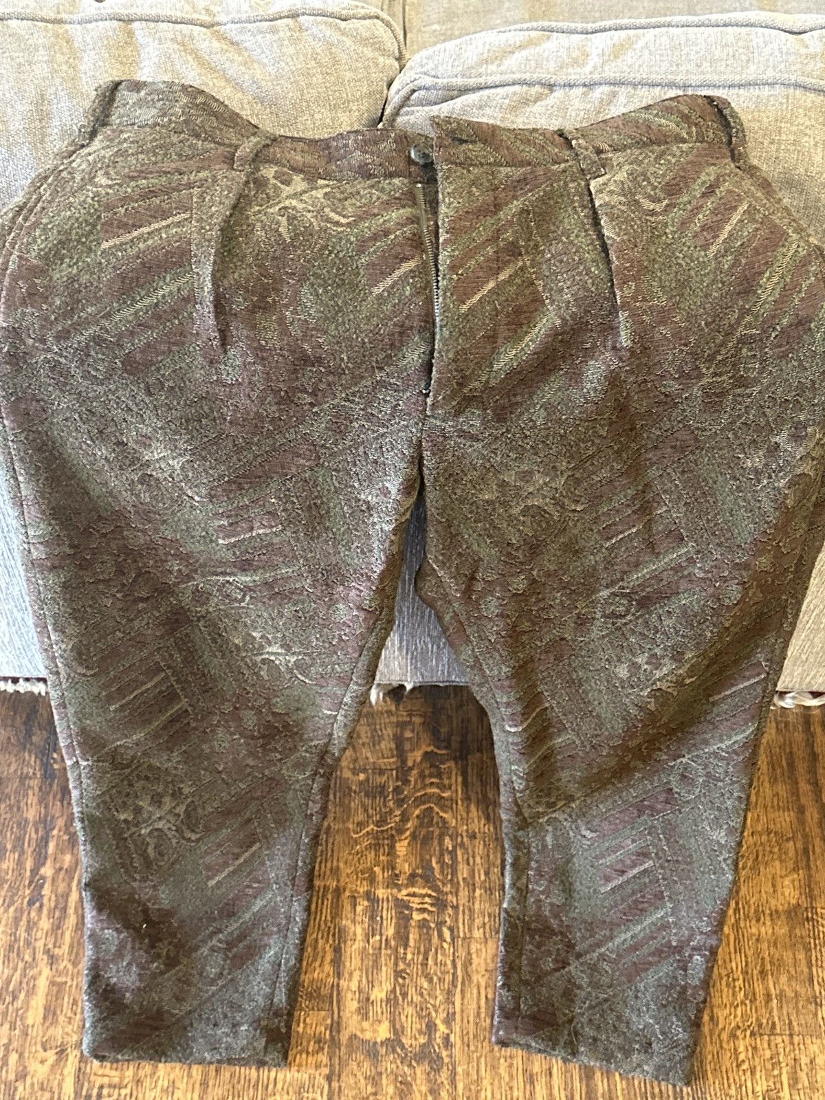 image of Engineered Garments Olive/burgundy Chenille Pants Large, Men's (Size 36)