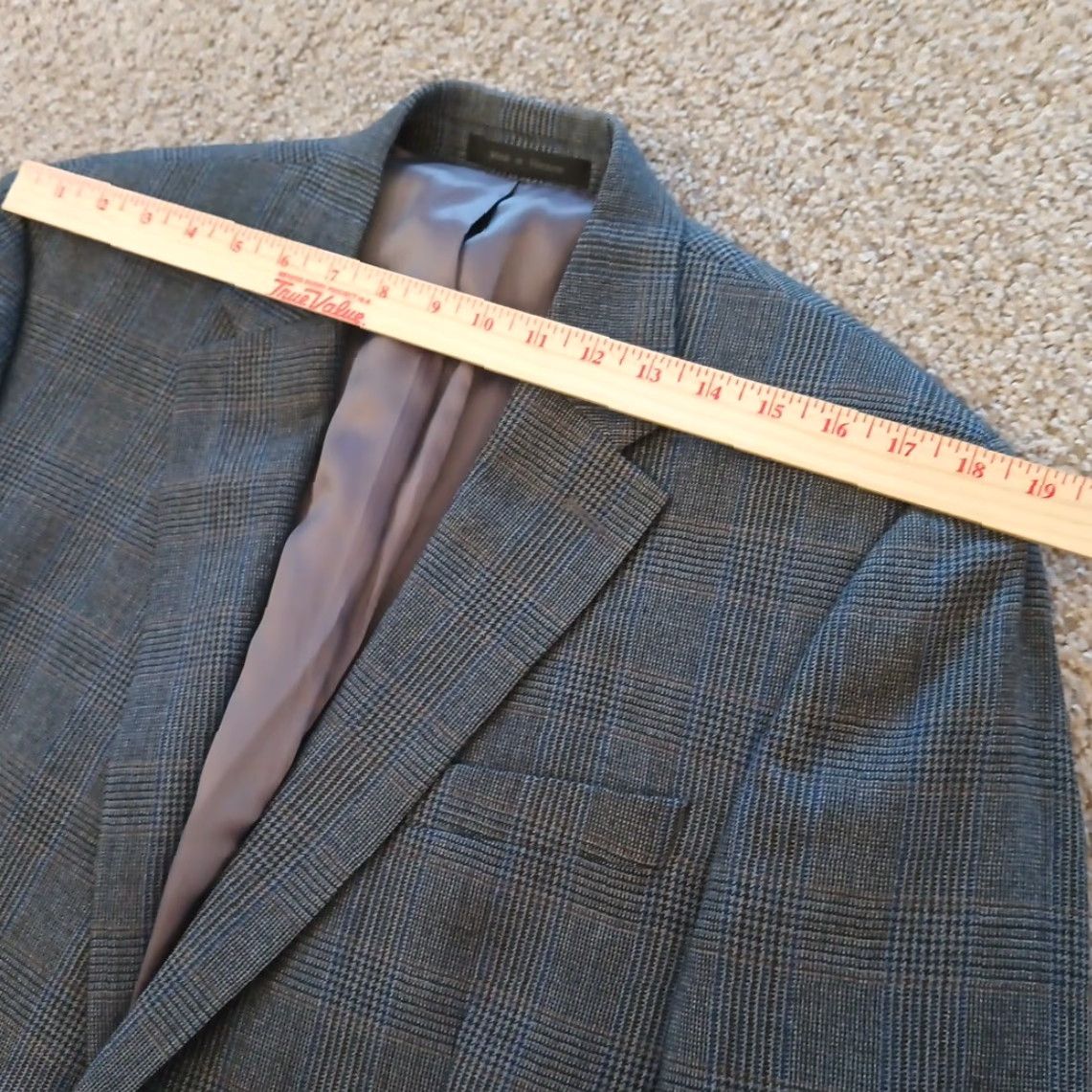 Ralph Lauren Lauren Ralph Lauren Blazer Mens 42 Long Gray Blue Plaid Two Button Single Vent Jacket Size 42R - 2 Thumbnail