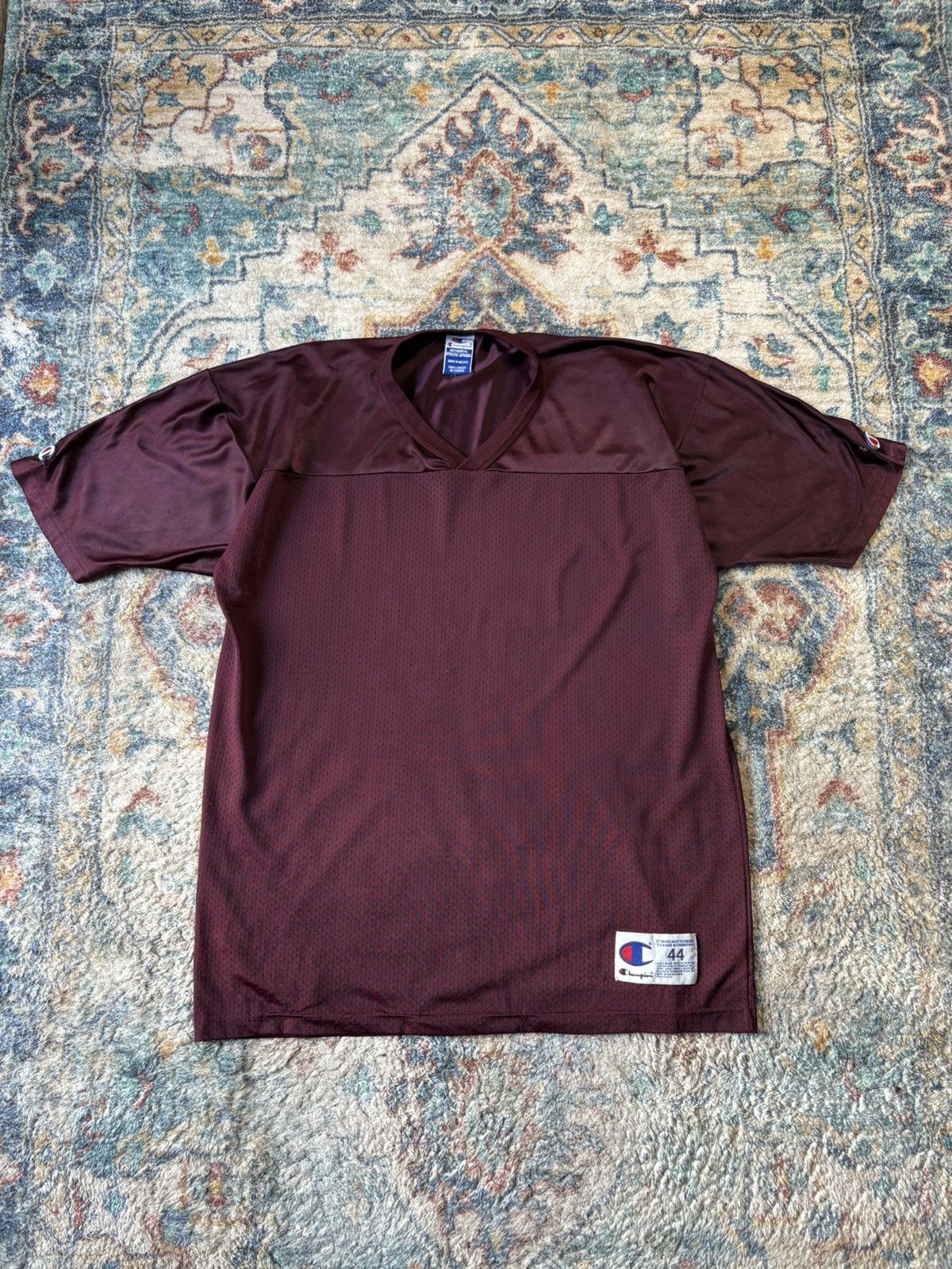 Champion Vintage 90s Champion Burgundy Blank Football Jersey Large Size US L / EU 52-54 / 3 - 1 Thumbnail