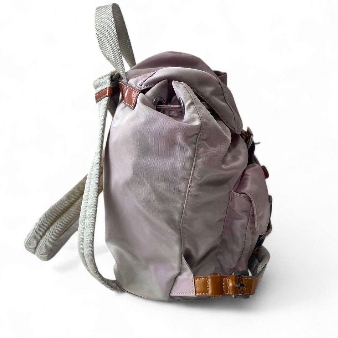 Prada Prada - Pink Leather Nylon Rucksack Backpack Triangle Logo Size ONE SIZE - 5 Thumbnail