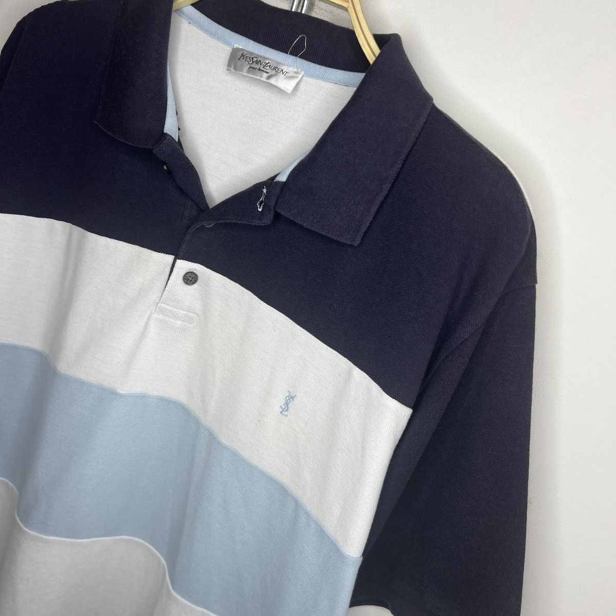 Yves Saint Laurent Yves Saint Laurent YSL White Navy Polo Shirt Tshirt Tee Size US XL / EU 56 / 4 - 4 Thumbnail