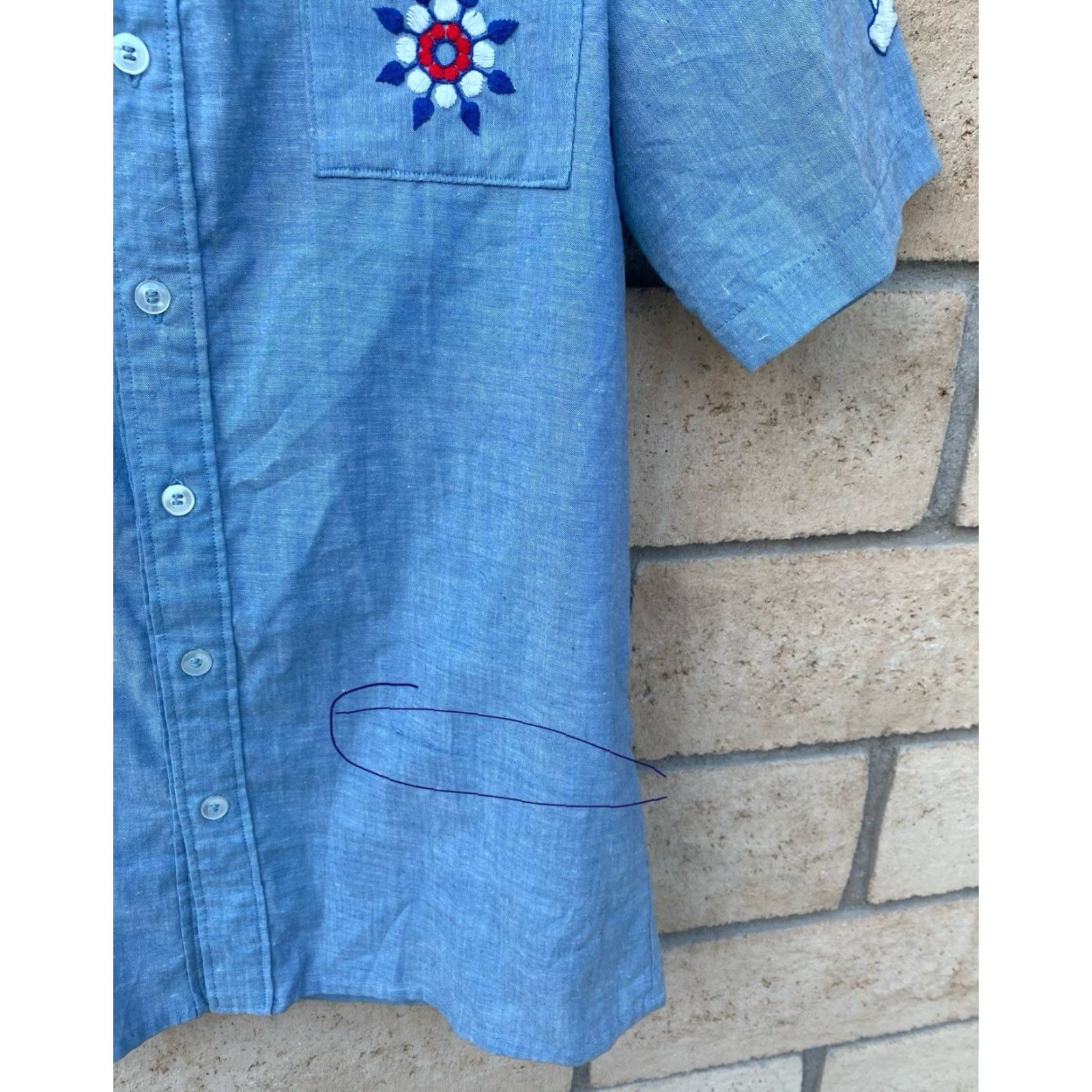Vintage VINTAGE Western Embroidered Chambray Shirt Denim Look Western Palm Tree Mouse Etc Mens XL Blue Short Sleeve Button-Up Embroidered Accessories Size US XL / EU 56 / 4 - 7 Thumbnail