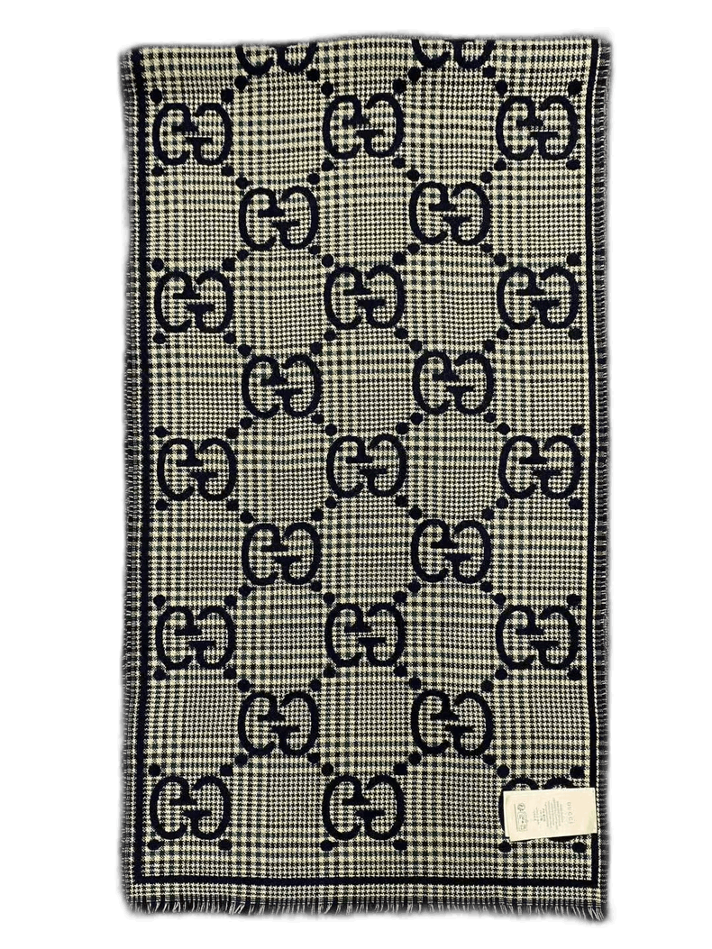 Gucci Gucci Double-Sided Wool Scarf in Check Pattern Size ONE SIZE - 1 Thumbnail