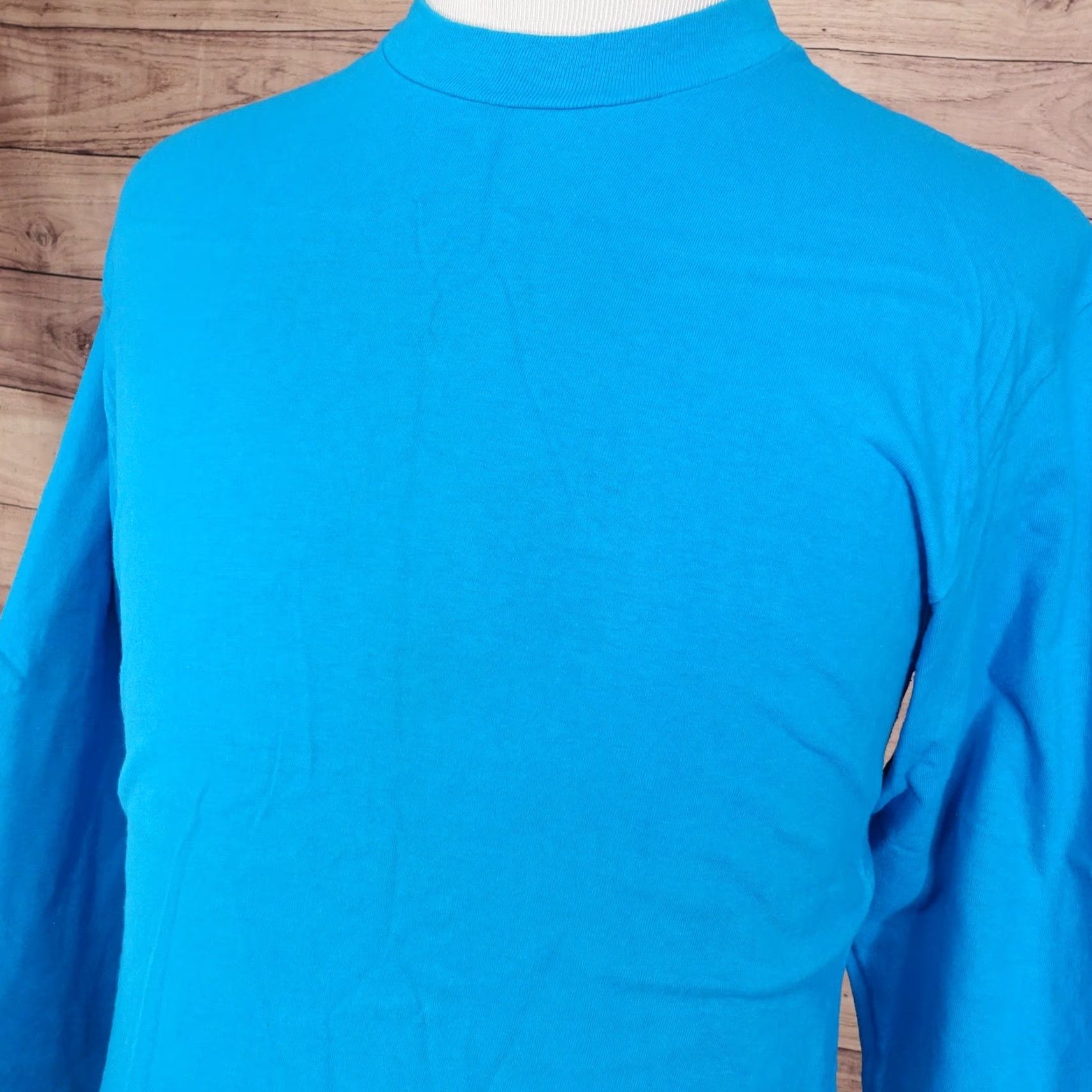 Hanes VINTAGE Hanes Beefy-T Shirt Men Large Blue 90s Long Sleeve Cotton Made in USA Size US L / EU 52-54 / 3 - 2 Thumbnail