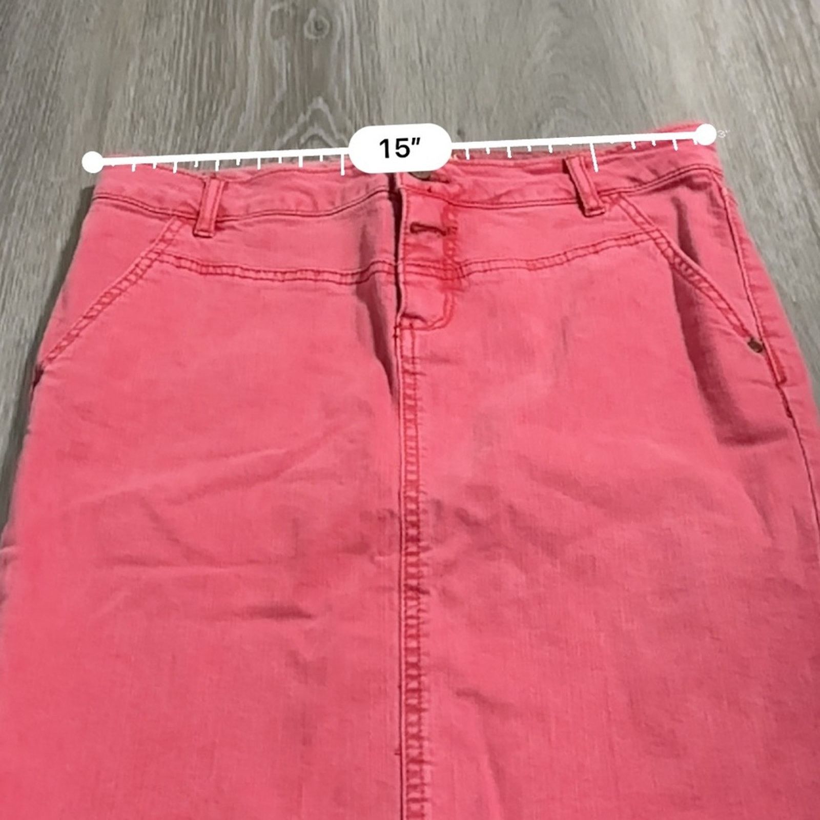 Anthropologie Anthropologie Holding Horses Faded Red Pink Denim Jean Skirt Size 28" / US 6 / IT 42 - 5 Thumbnail