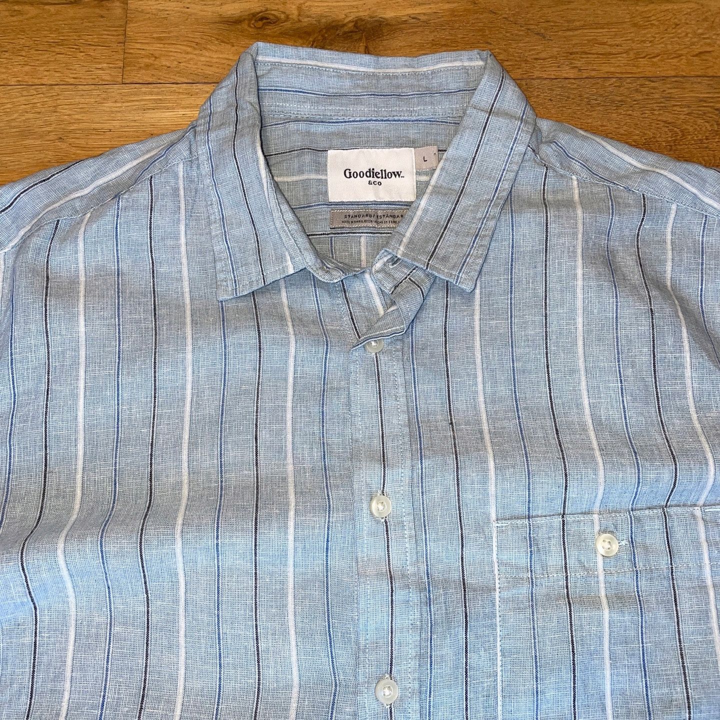 Designer Goodfellow Men's Fashion Shirt 55% Linen Standard Fit Size L Size US L / EU 52-54 / 3 - 2 Thumbnail