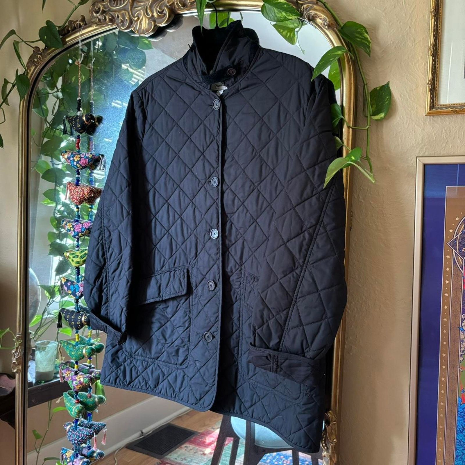 Faconnable Facconable Quilted Light Puffer Coat Black Cord Collar Large Size L / US 10 / IT 46 - 2 Thumbnail