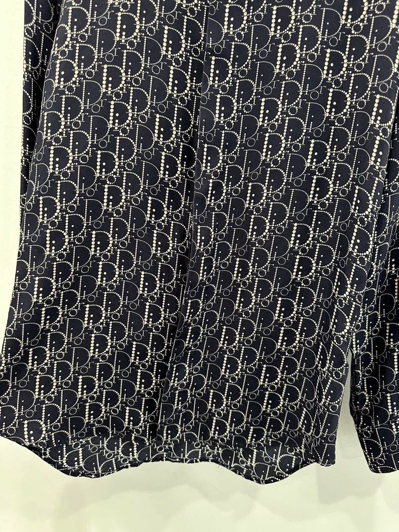 Dior Dior Size 37 Black men's shirt with full print logo 2501-Ne Size US XXS / EU 40 - 4 Thumbnail