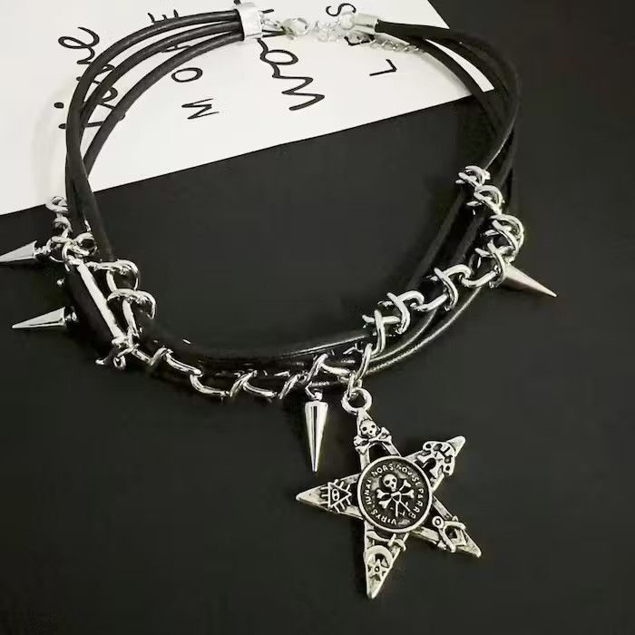 Jewelry × Vintage Punk Spike Leather Choker Necklace Size ONE SIZE - 4 Thumbnail