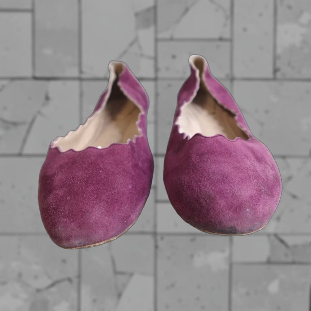 Vintage Chloé Womens Flat Shoes Slip On Cap Toe Leather Satin Pink Purple Scalloped 7.5 37.5 EU US 7.5 Indoor Spring Summer Fall Size US 8 / IT 38 - 1 Thumbnail