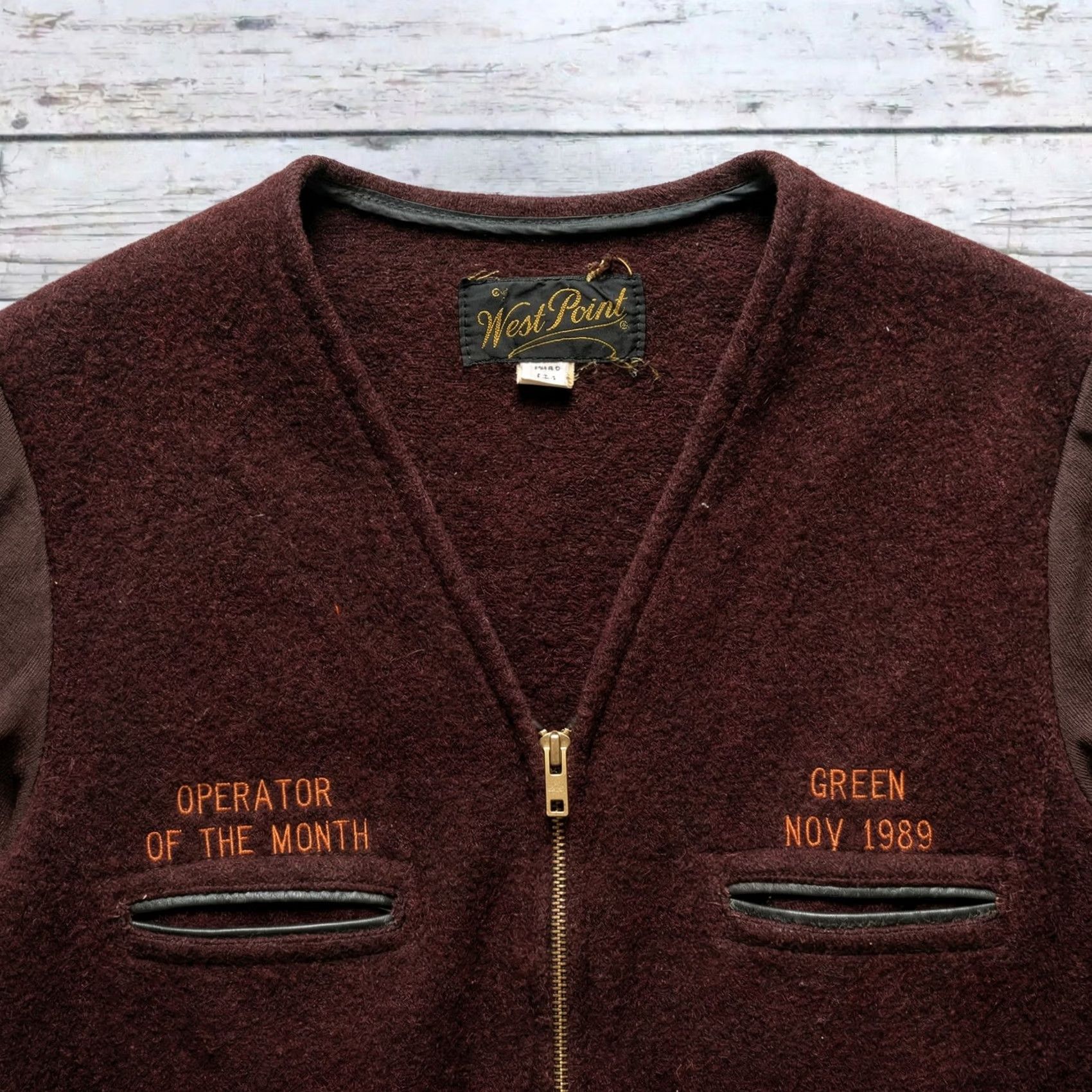 Vintage Vintage West Point 42R Bomber Jacket Men 1989 MUNI Zip Up Brown Wool Operator of the Month Vintage 1989 Size US XS / EU 42 / 0 - 2 Thumbnail