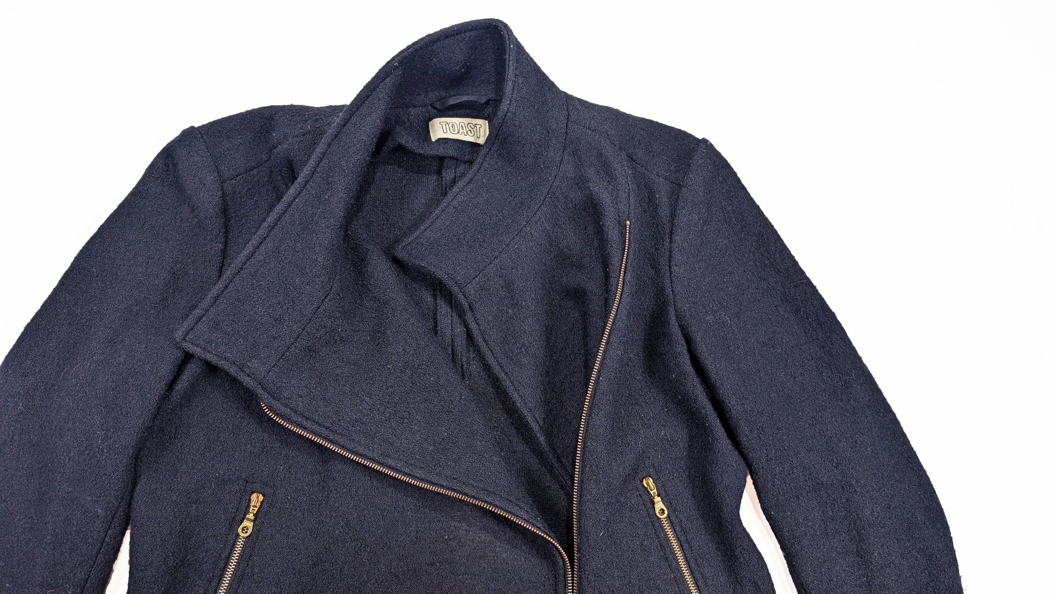 Other TOAST Navy Wool Viscose Biker Jacket Coat Asymmetric Zip Size M / US 6-8 / IT 42-44 - 5 Thumbnail
