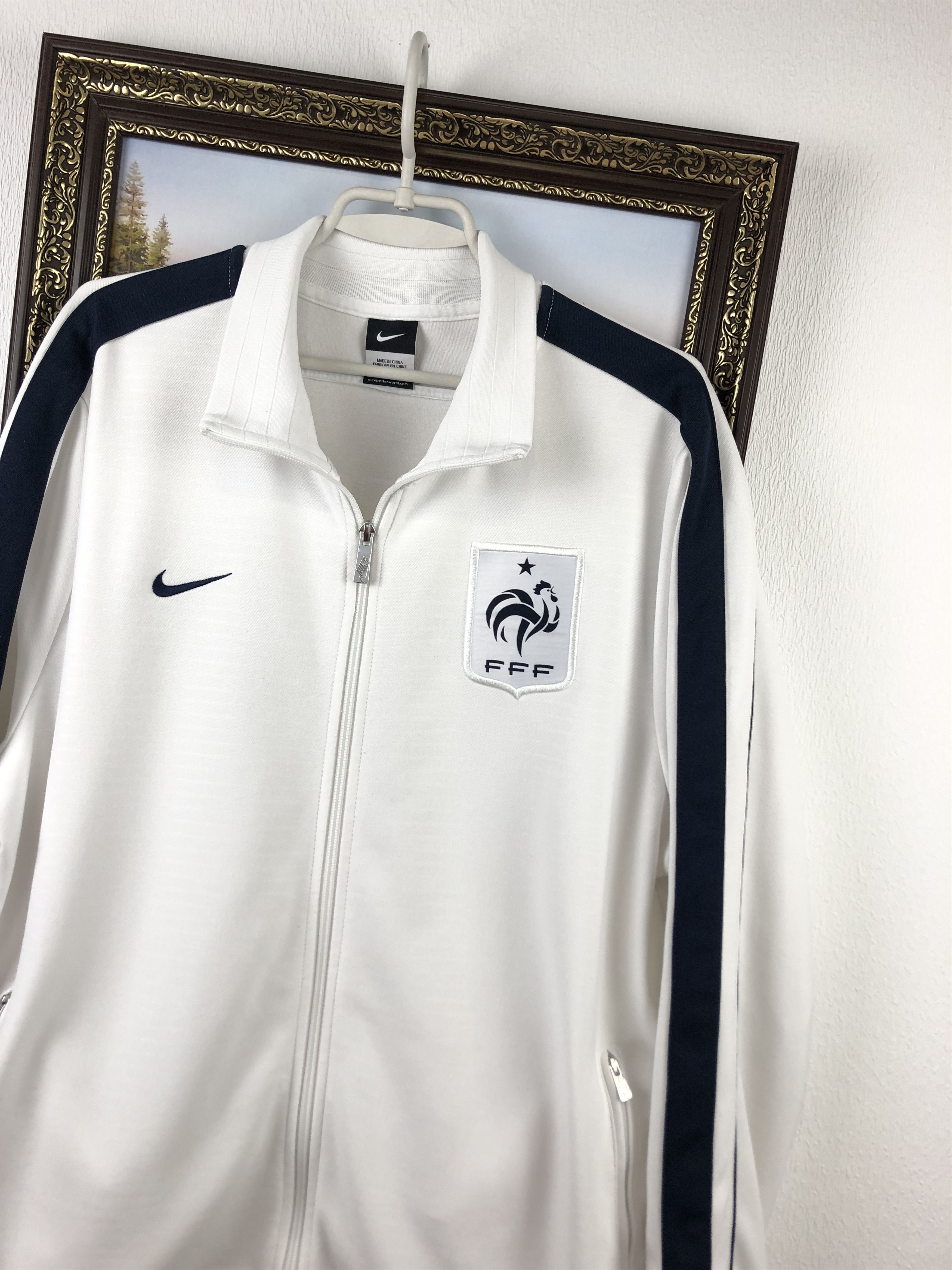 Nike France Nike Football Jacket White Track Top Soccer Rare Size US XXL / EU 58 / 5 - 4 Thumbnail