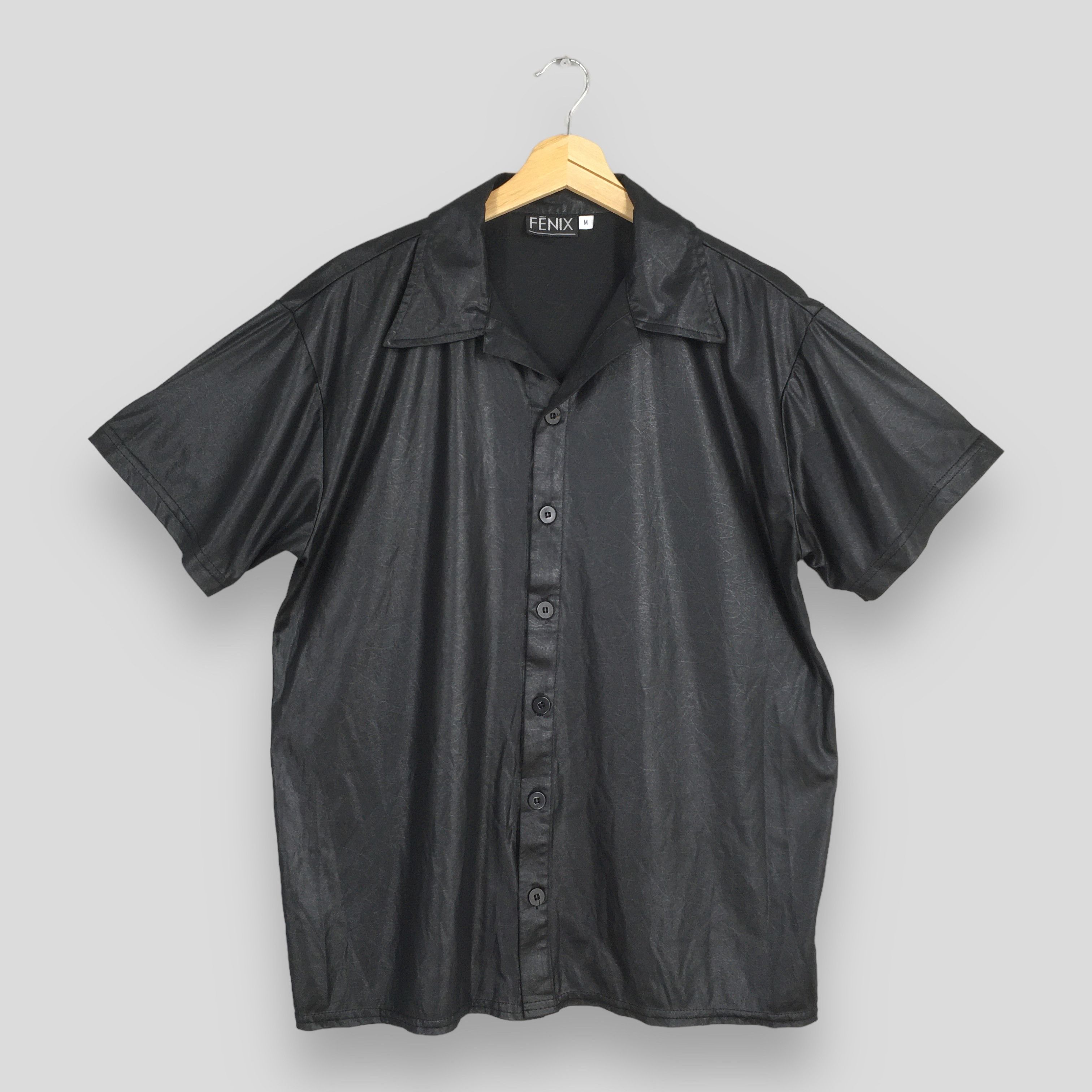 Vintage Vintage 70s Fenix Black Plain Polyester Shirt Medium Size US M / EU 48-50 / 2 - 1 Thumbnail