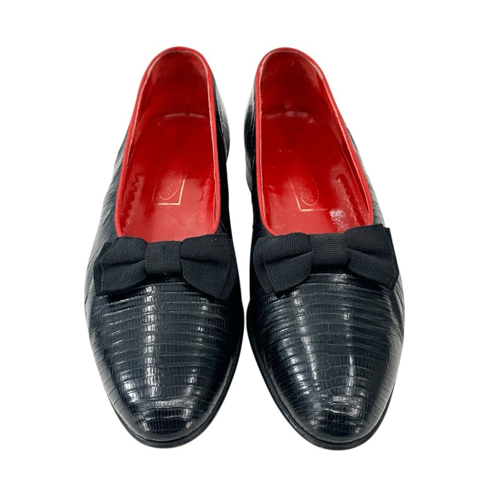 Fratelli Rossetti Black Embossed Leather Opera Bow Dress Shoes Slip On Loafers Size US 9.5 / EU 42-43 - 3 Thumbnail