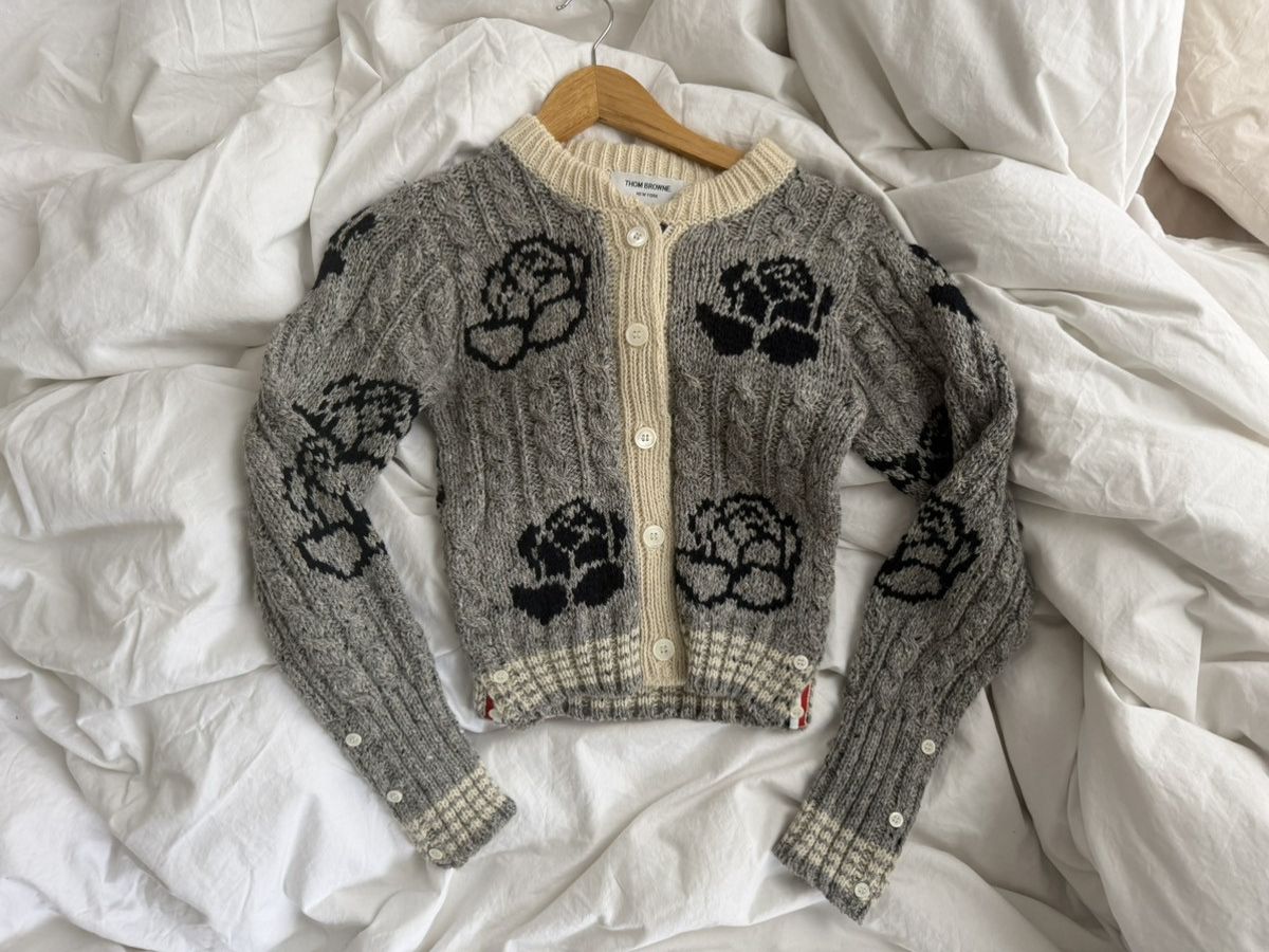 Thom Browne Cropped Cable Knit Floral Thom Browne Sweater Size XS / US 0-2 / IT 36-38 - 1 Thumbnail