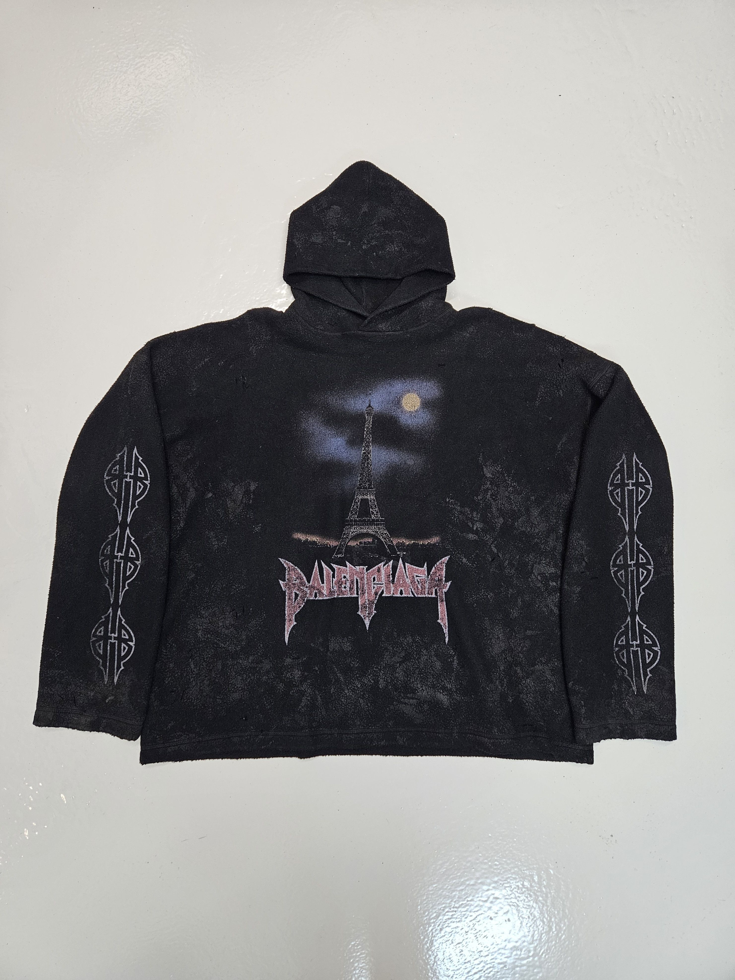 Balenciaga Balenciaga distressed fleece paris moon hoodie Size US M / EU 48-50 / 2 - 2 Thumbnail