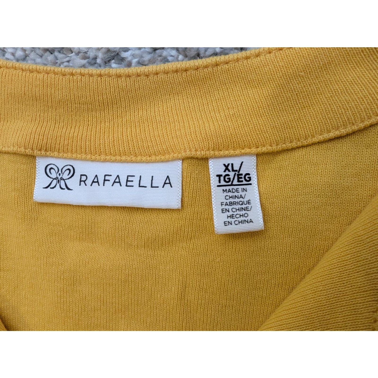 Vintage Rafaella Dress Womens XL Yellow Short Sleeve Cotton Zip Neck Casual Pullover Size XL / US 12-14 / IT 48-50 - 6 Thumbnail