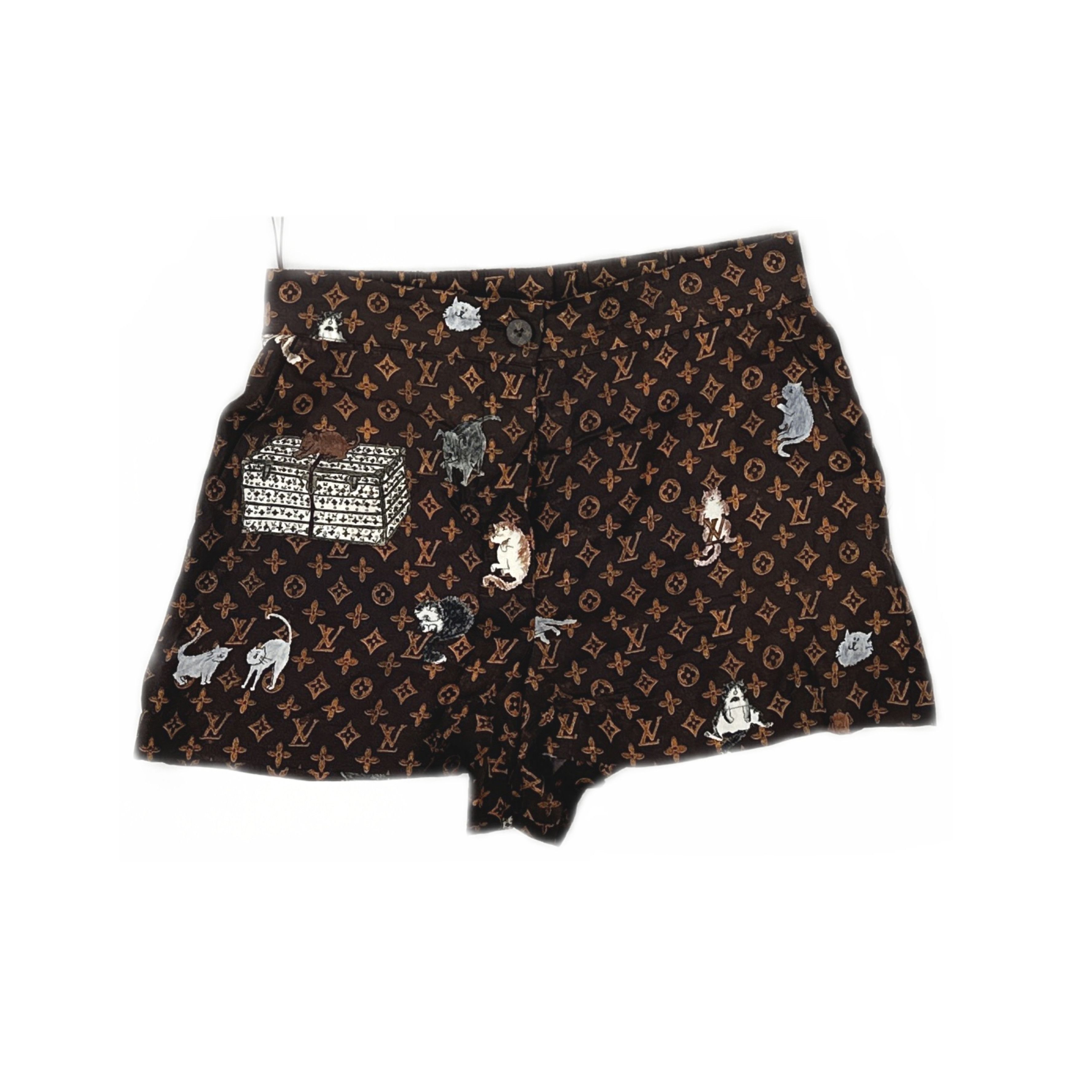 Louis Vuitton Louis Vuitton Cat Print Monogram Shorts Size 36 Size 26" / US 2 / IT 38 - 1 Thumbnail