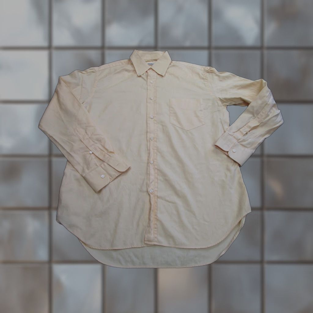 Loro Piana Loro Piana Shirt Mens 17.5 44 Yellow Cotton Herringbone Button Down Made Italy Size US XXL / EU 58 / 5 - 1 Thumbnail