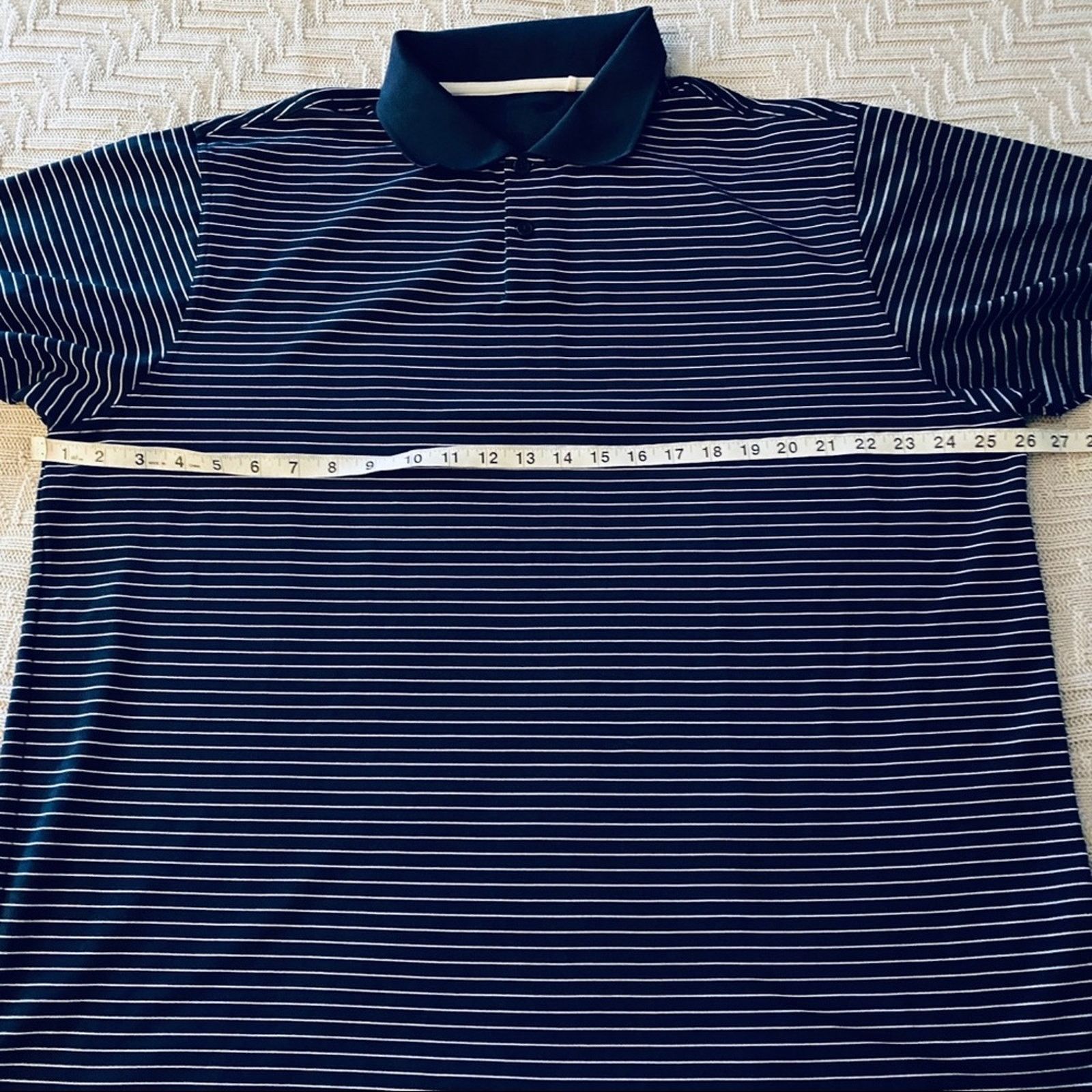 Adidas Adidas navy striped short sleeve polo Size US XL / EU 56 / 4 - 6 Thumbnail