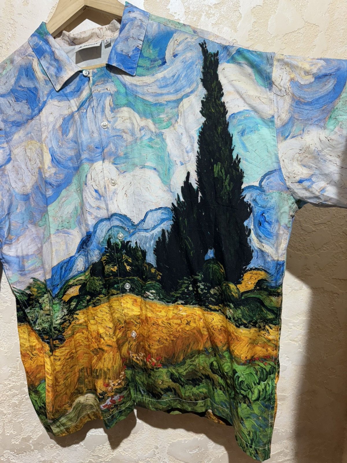 Other Vincent Van Gogh Men's Rayon Shirt Cypresse Size L Size US L / EU 52-54 / 3 - 3 Thumbnail
