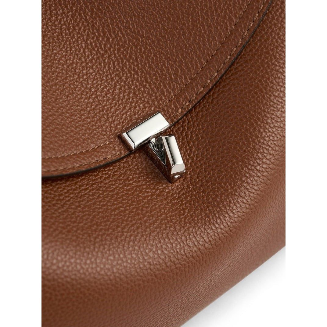 Toteme TOTEME T-Lock Sienna Brown Grained Leather Handbag New & Aut Size ONE SIZE - 2 Thumbnail