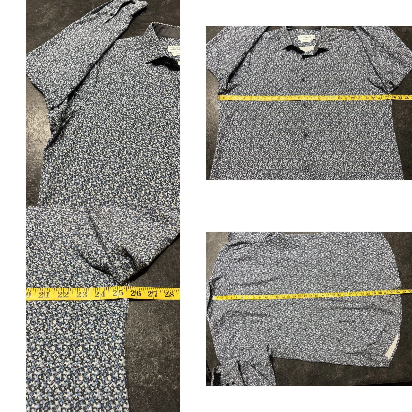 Mizzen+Main Mizzen+Main Leeward Blue Floral Button-Up Shirt XXL 2XL Slim Fit Men’s Regular Size Size US XXL / EU 58 / 5 - 8 Thumbnail