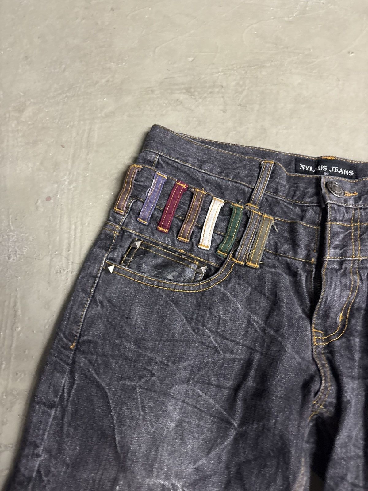 Japanese Brand Nylaus Double Waist Denim Jeans Studded Size US 32 / EU 48 - 13 Thumbnail