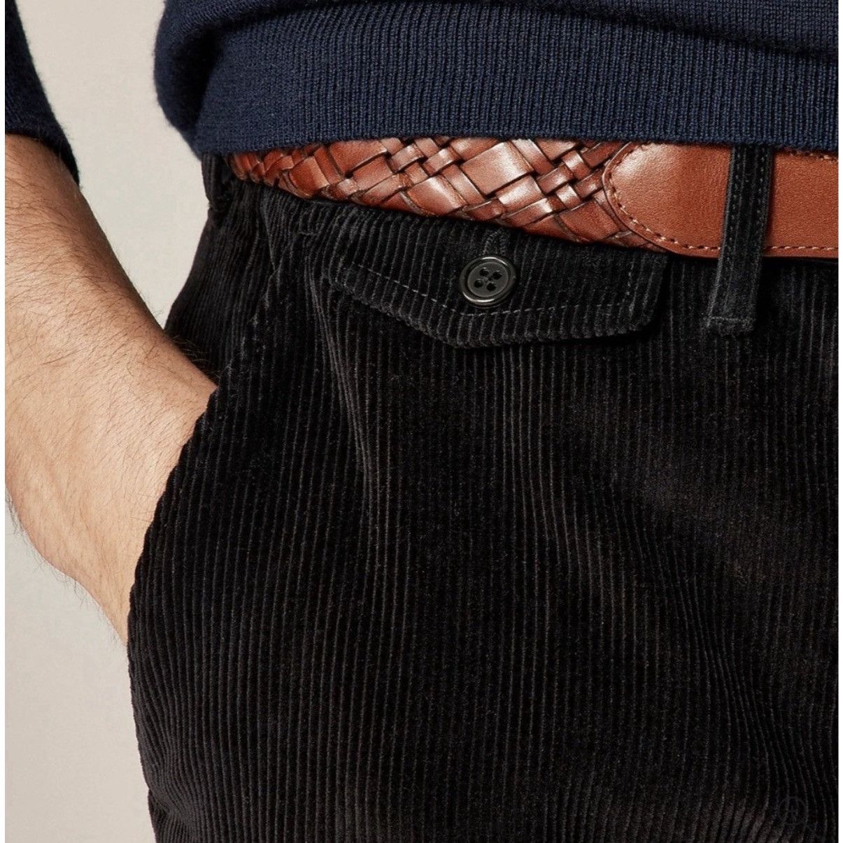 J.Crew J.CREW Classic Corduroy 10-Wale Straight Black Trouser 33x32 Size US 33 - 9 Thumbnail