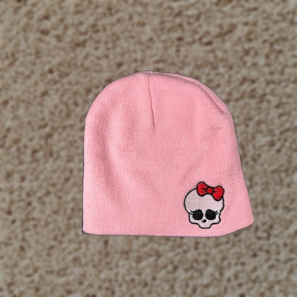 Pinko Pink Knit Skull Bow Beanie Toque Women One Size Embroidered Liteweight Knit – 100% Acrylic Ski Hat” Size ONE SIZE - 1 Thumbnail