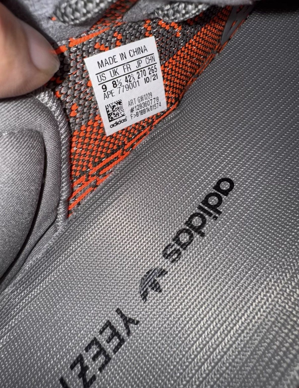 Adidas Adidas Yeezy 350 V2 Grey Orange Reflective GW1229 K37 Size US 8.5 / EU 41-42 - 3 Thumbnail