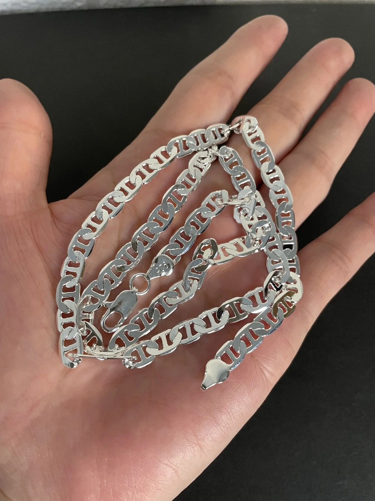 Jewelry 50 Cm 6Mm Side Z-Shaped Necklace in Silver, Men's