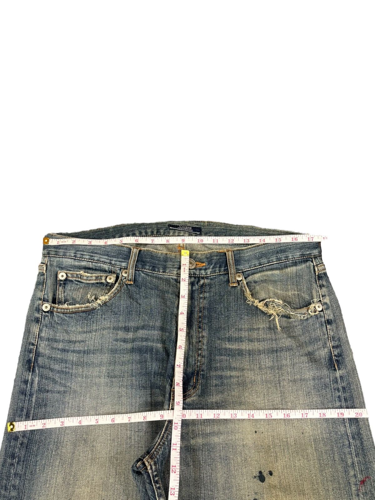 VILLAND Vintage Japanese Brand Mud Wash Painted Distress Baggy Jeans Size US 35 - 10 Thumbnail