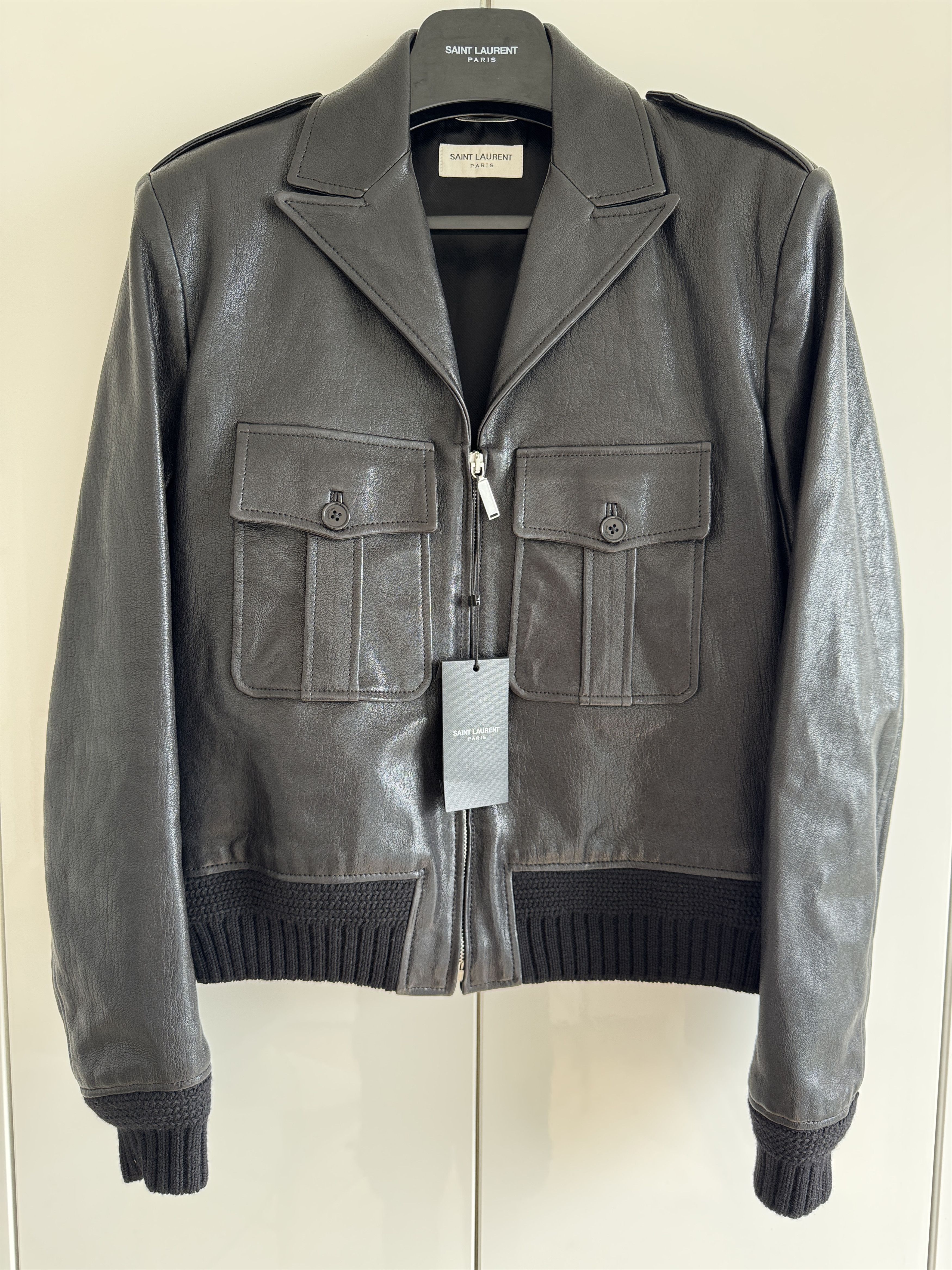 Saint Laurent Paris AW14 HEDI TRAPPER IN OCHRE SUEDE CALFSKIN 