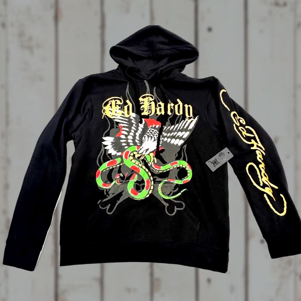 Ed Hardy Ed Hardy Y2K Snake Eagle AOP Double Sided Graphic Pullover Hoodie Mens Large Multicolor Size US L / EU 52-54 / 3 - 1 Thumbnail
