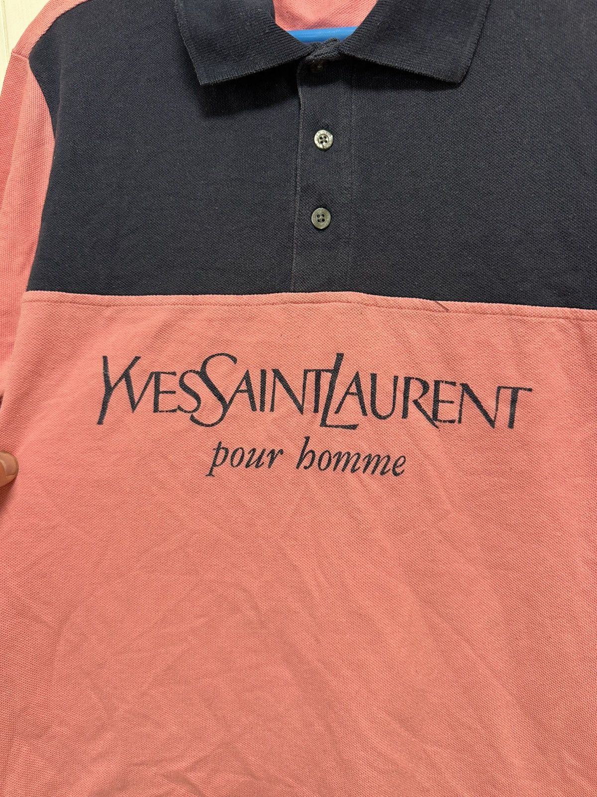 Yves Saint Laurent YSL Yves Saint Laurent Spellout Logo Navy Pink M Polo Shirt Size US M / EU 48-50 / 2 - 3 Thumbnail