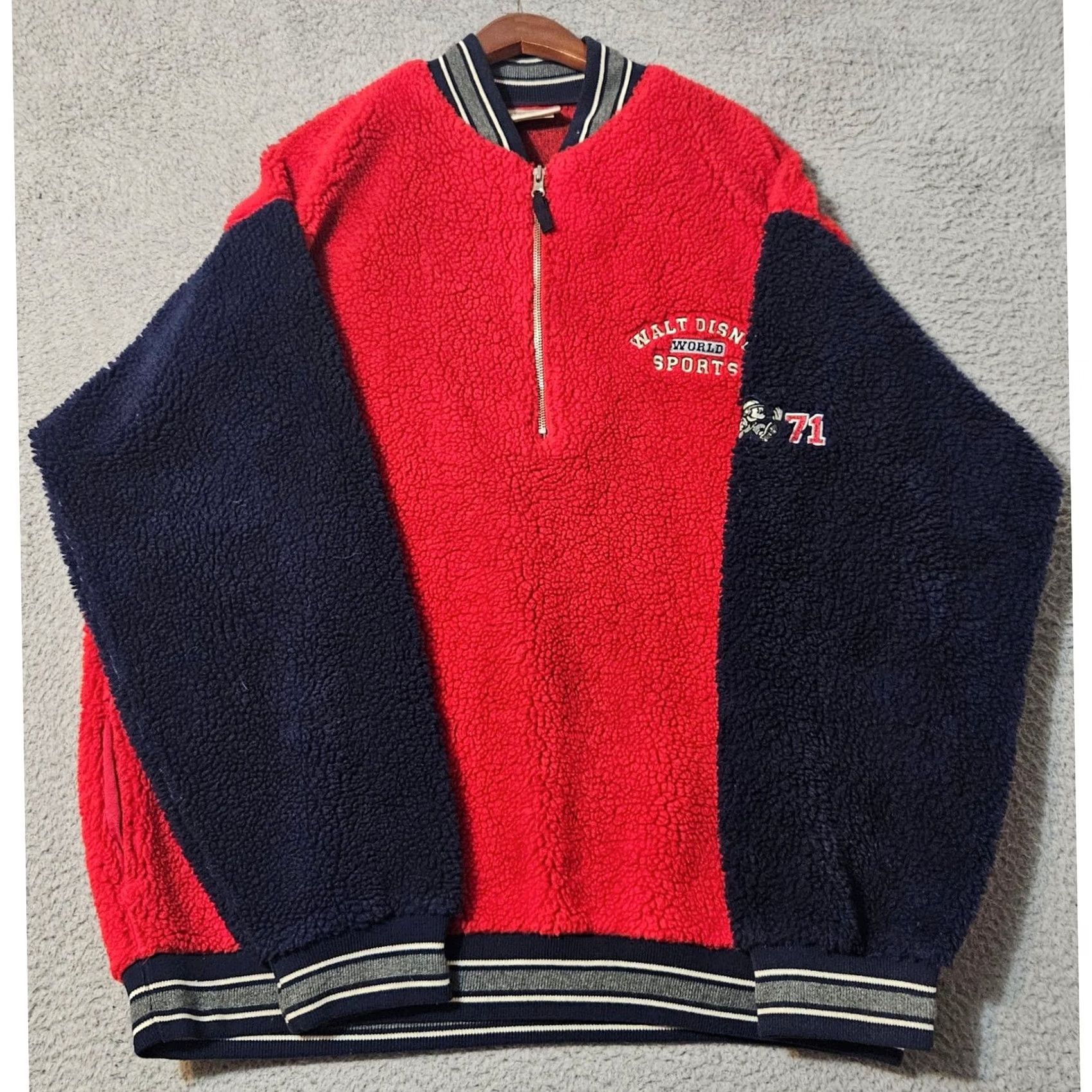 Disney VINTAGE Disney Mickey Mouse Walt Disney World Sports Sherpa Fleece Pullover Men XL Blue Size US XL / EU 56 / 4 - 3 Thumbnail